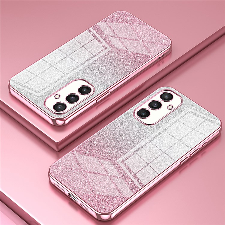 Samsung Galaxy S25 Gummi Case Schutzhülle im Glitzer Design - Rosa / Silber