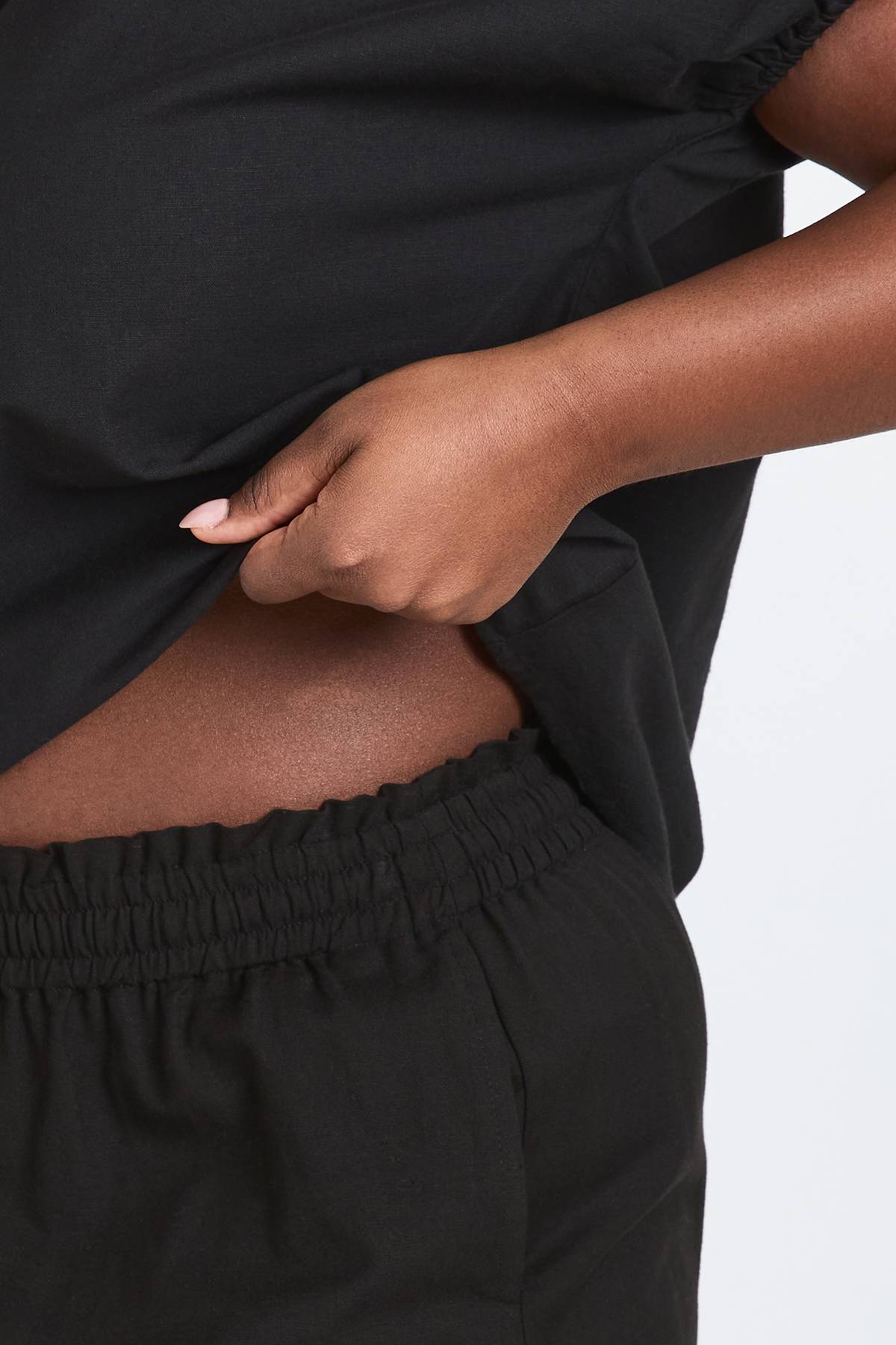 boohoo Pantalon Grande Taille En Lin À Taille Élastiquée Et Jambes Larges