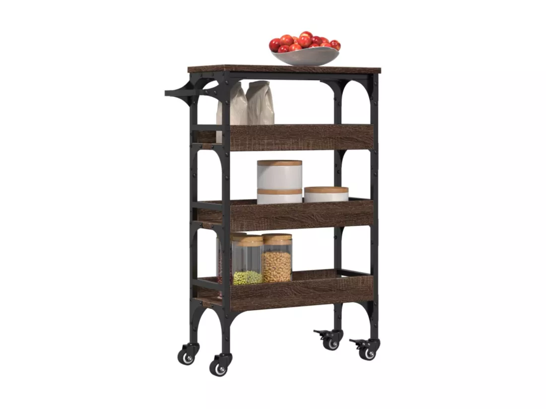 Chariot de cuisine chêne marron 53x20x76 cm bois d'ingénierie