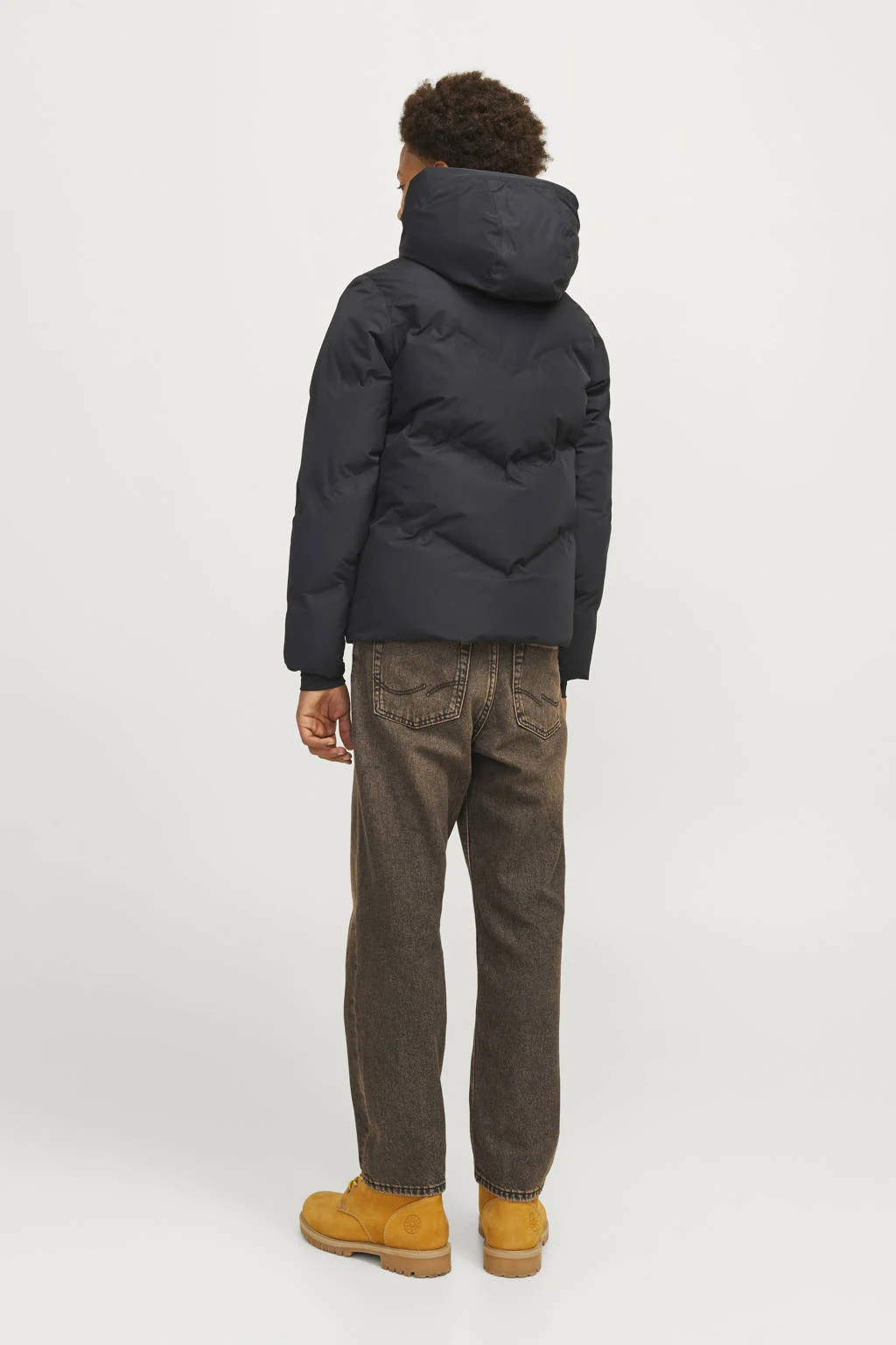 JACK & JONES gewatteerde winterjas JCOSLAY HEAT zwart