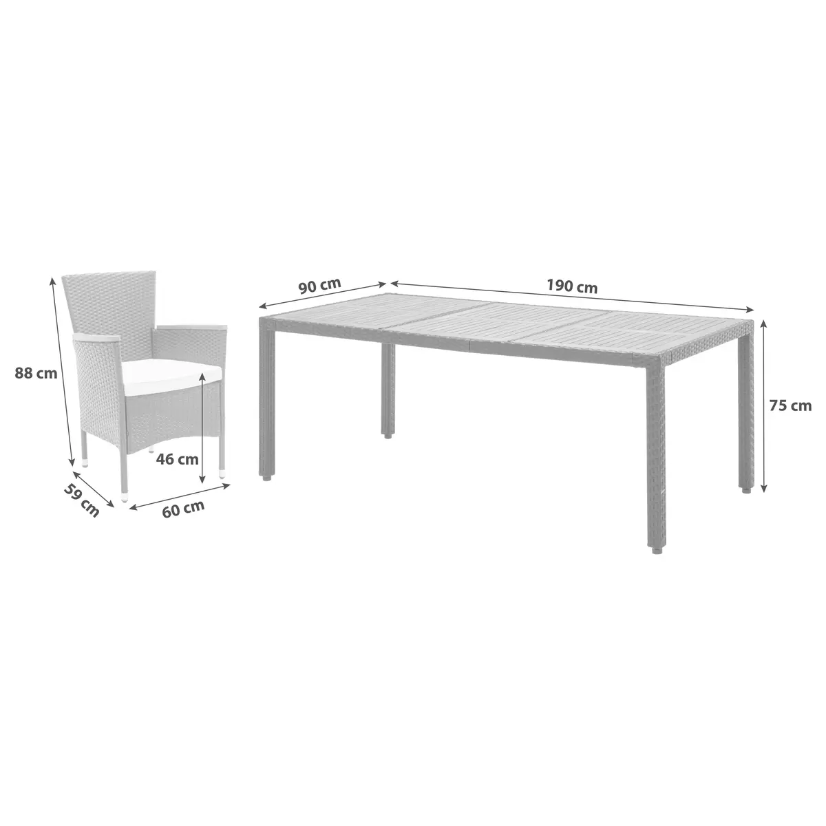 James Wood Gartengarnitur Moa 9-Teilig schwarz,beige,braun