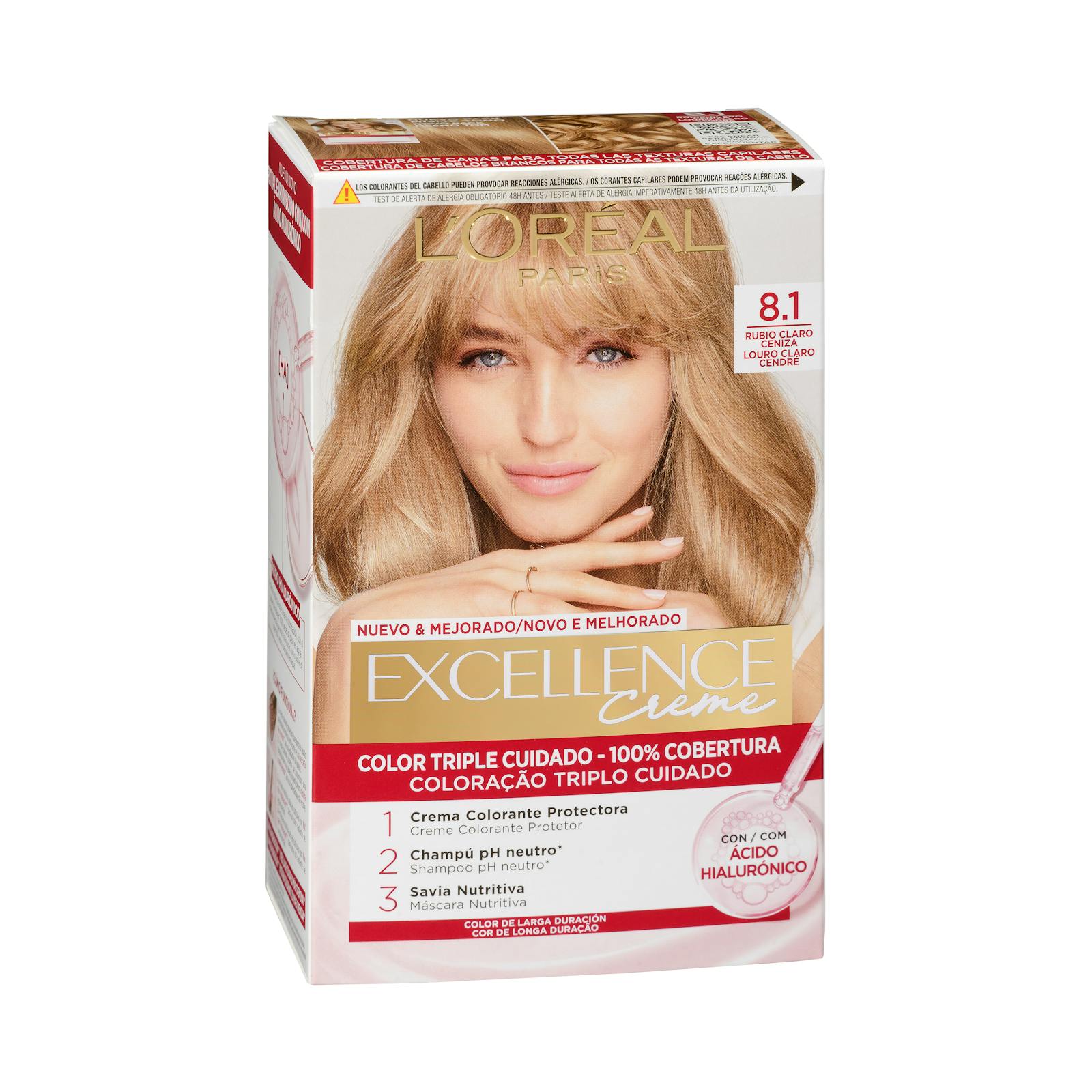 Coloration permanente 8.1 blond clair cendré Excellence Crème