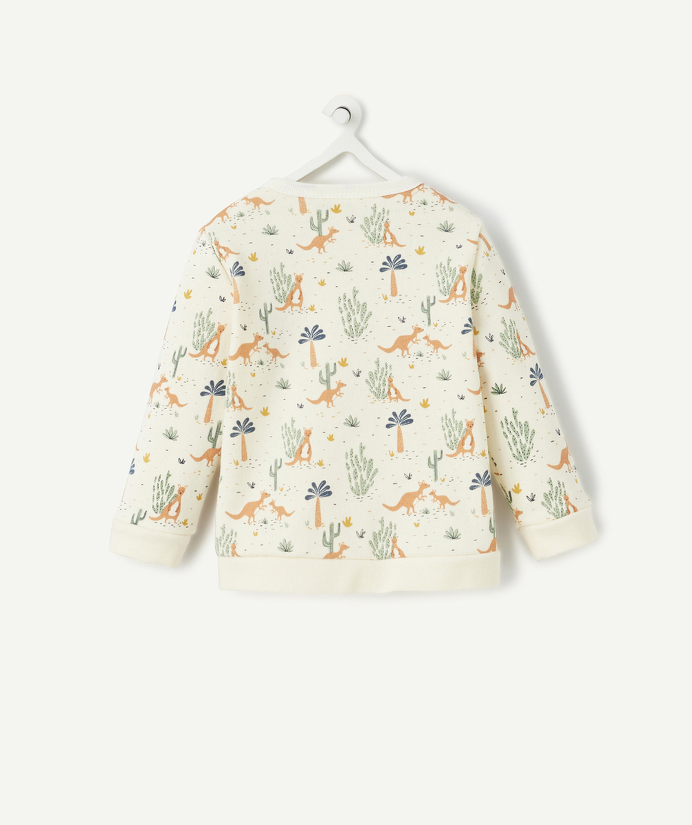 GILET PRESSIONNÉ ÉCRU BÉBÉ EN COTON BIO AVEC IMPRIMÉ KANGOUROU