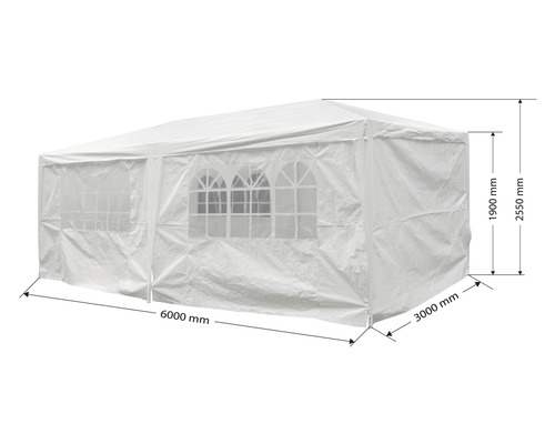 Partytent 3x6x2,55 m Polyethyleen 120 g/m² wit