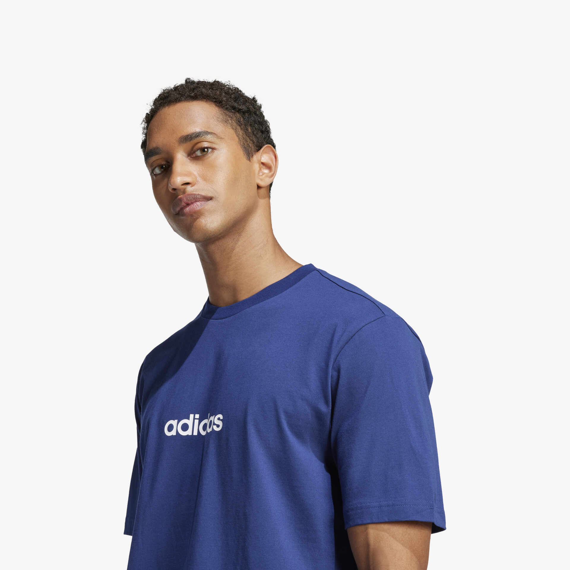 adidas Essentials Linear Single Jersey Herren T-Shirt blau