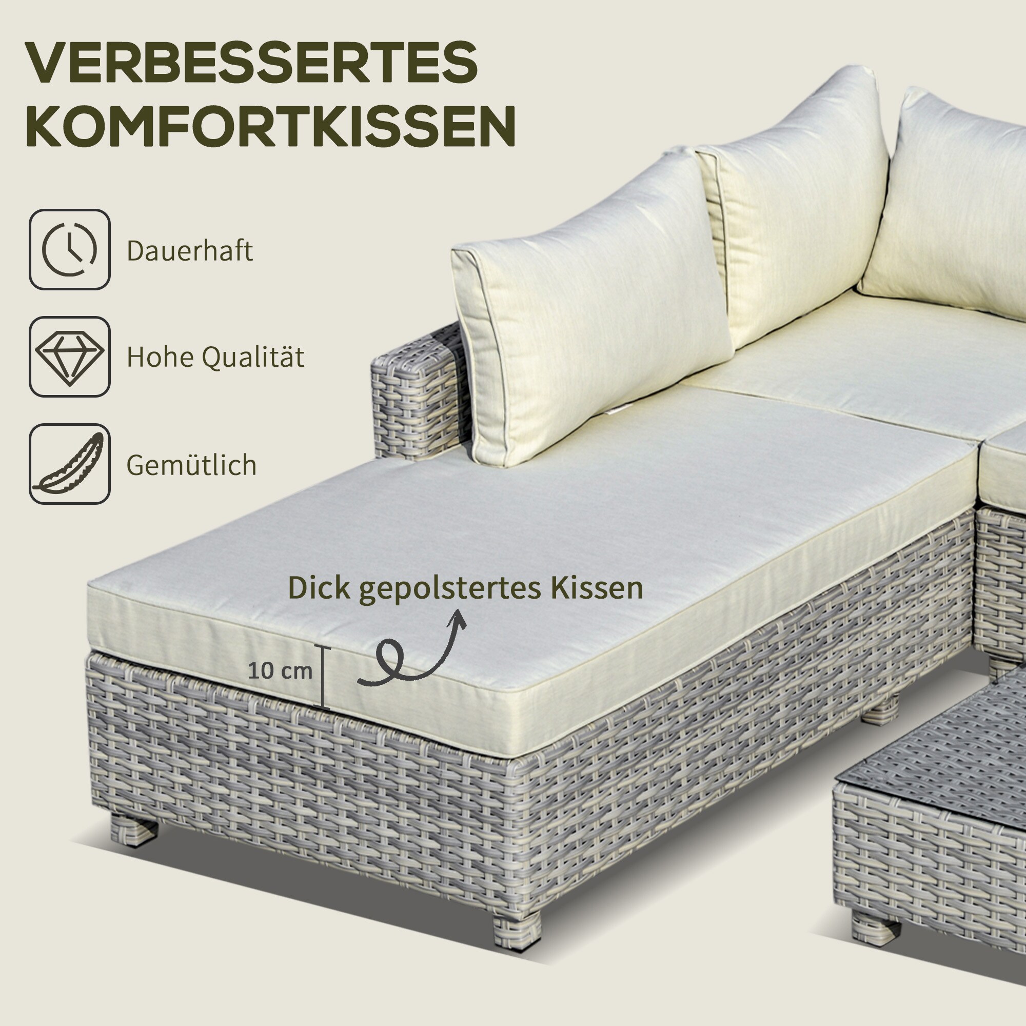 Outsunny Gartenmöbel Set mit Beistelltisch grau 209B x 83T x 59H cm