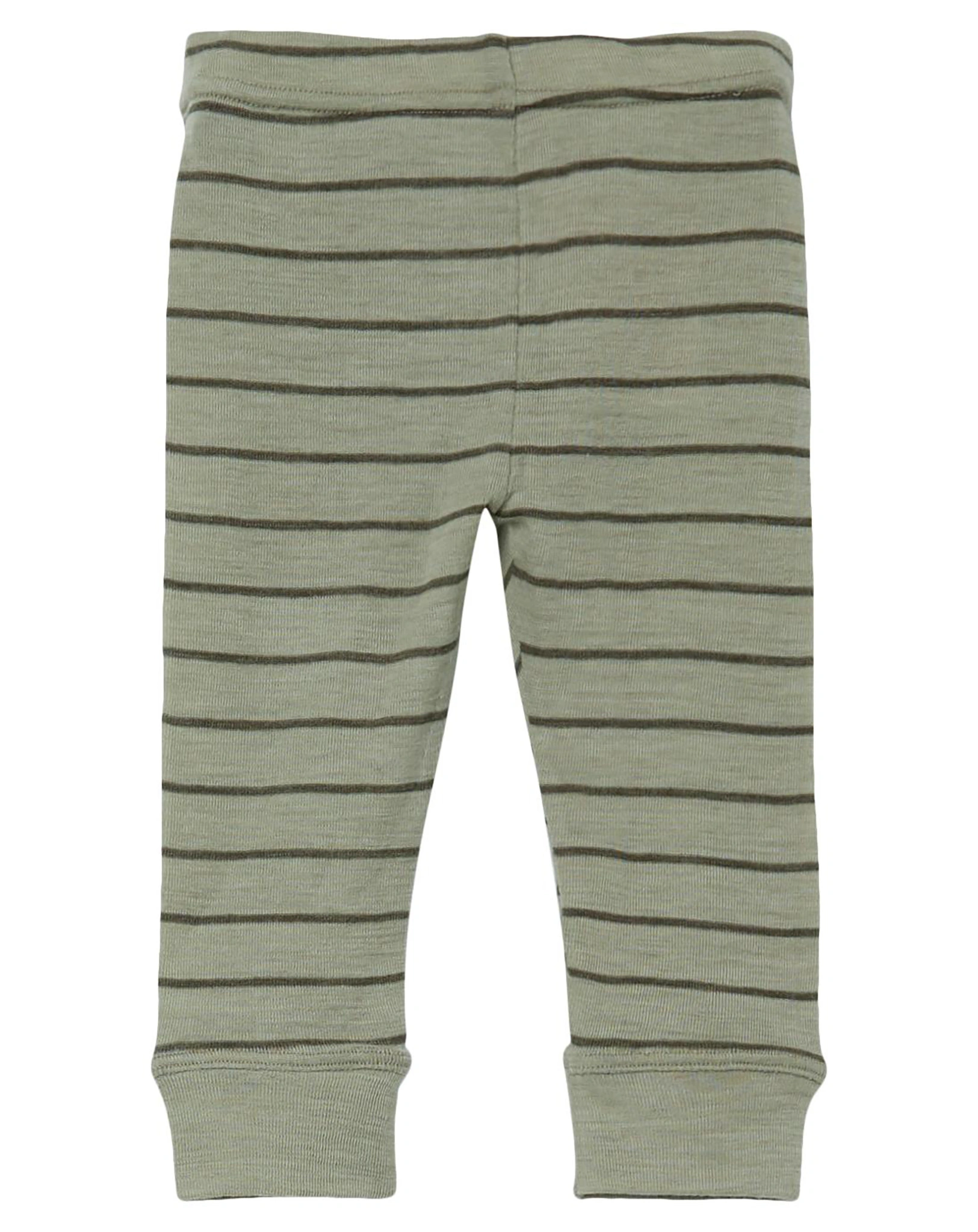 Lange Woll-Unterhose NBMWANG gestreift in silver sage