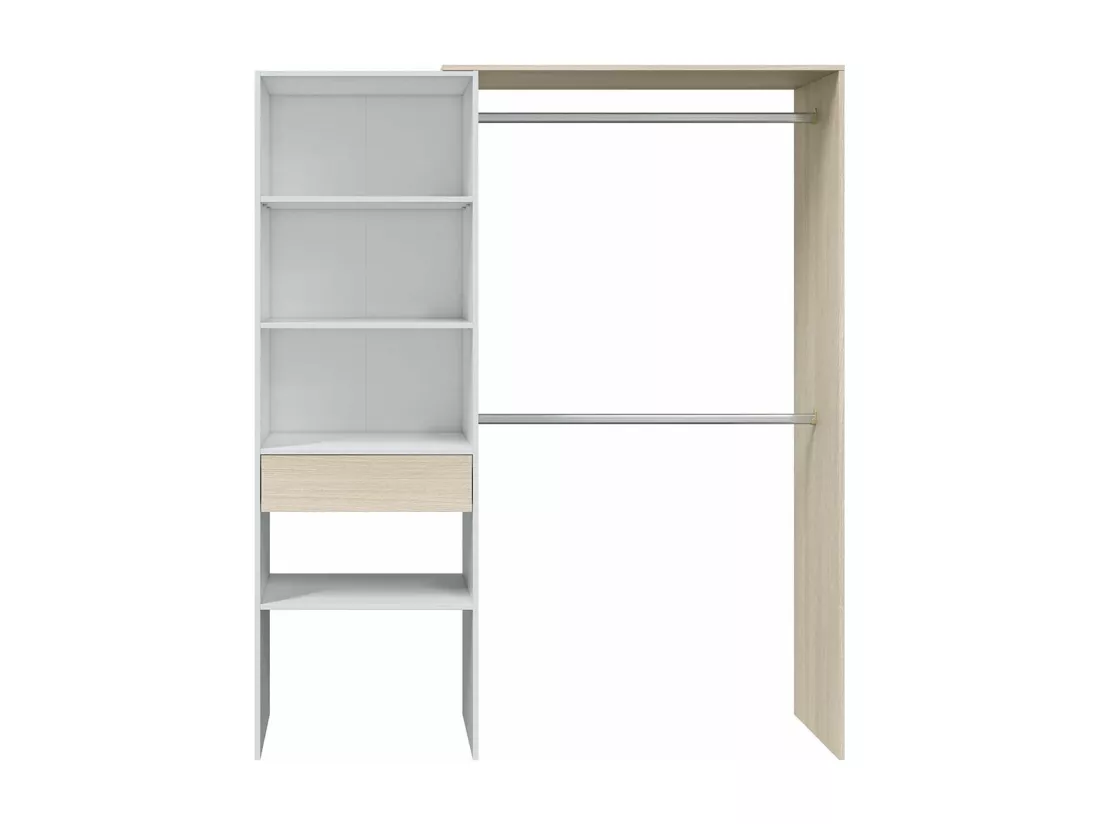Armoire dressing décor blanc et chêne - H187 cm