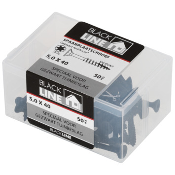 Blackline spaanplaatschroef zwart TX-20 5.0x40 mm 50 stuks
