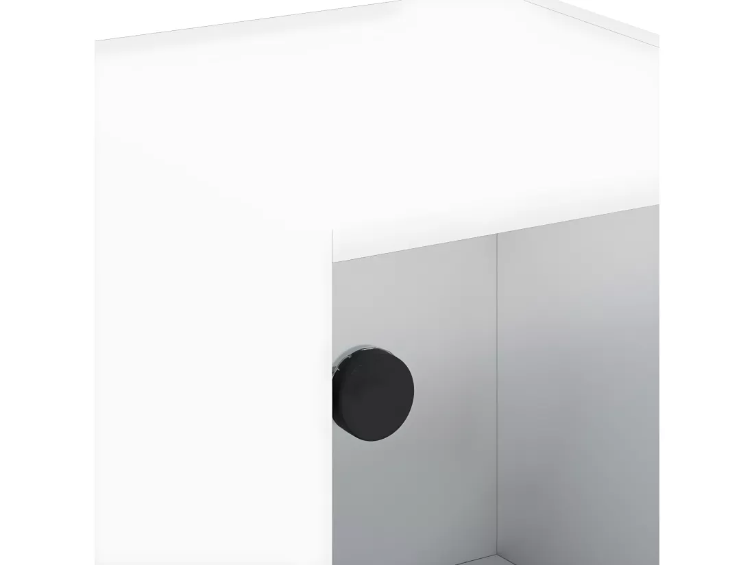 Table de chevet avec porte en verre blanc 35x37x42 cm