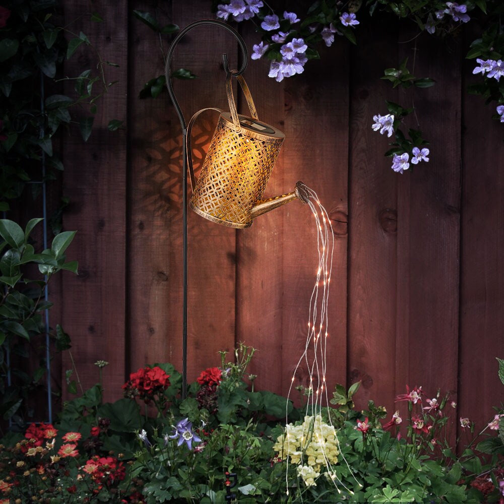LED Solarleuchte, Gießkanne, gold, Erdspieß, H 85 cm
