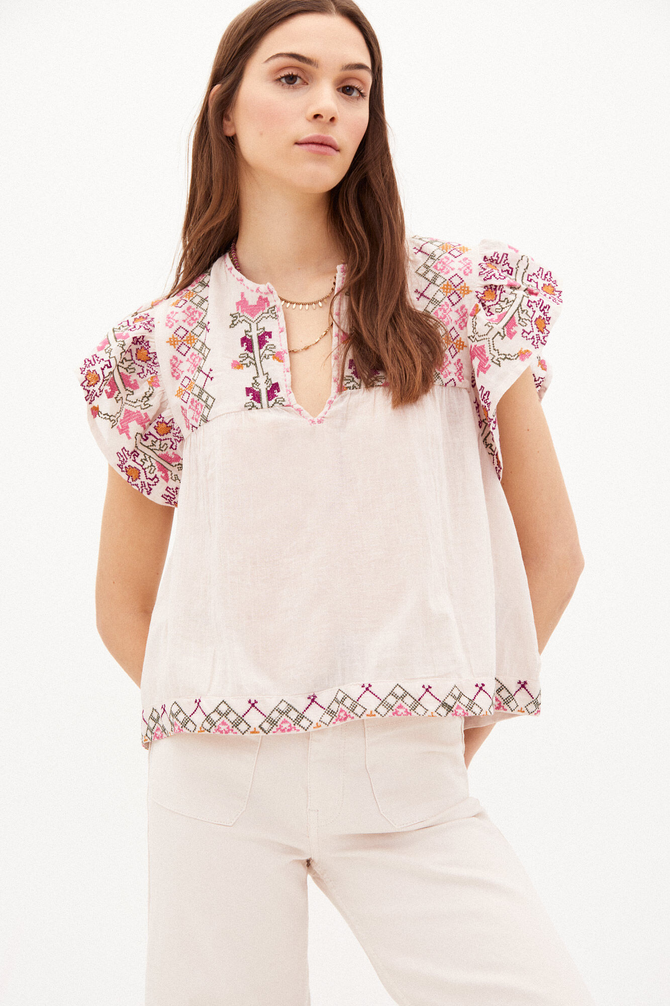 Blusa Amelie de algodão bordado - Várias opções