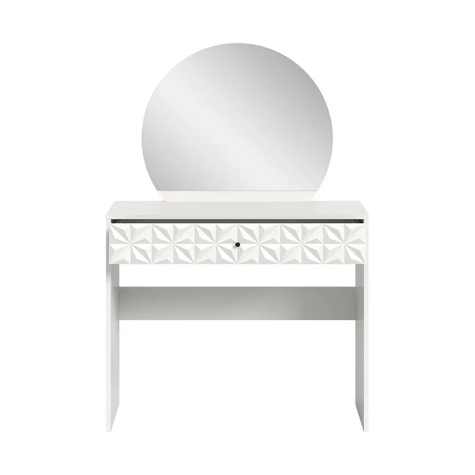 Hioshop Prisma kaptafel 1 lade 1 spiegel wit