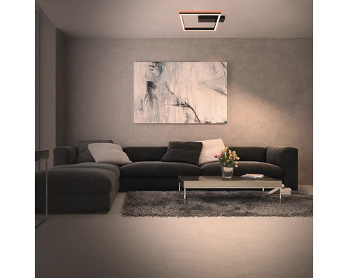 Dimbare LED-plafondlamp, 18W, 2000 lm, 2700K-6500K CCT RGB, 57x48 cm, zwart, met nachtlampfunctie, geheugenfunctie en afstandsbediening.