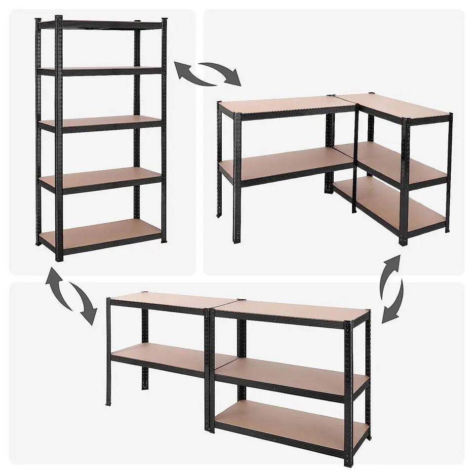 Bobbel Home - Stellingkast - 5 verstelbare planken - max 600kg - Zwart