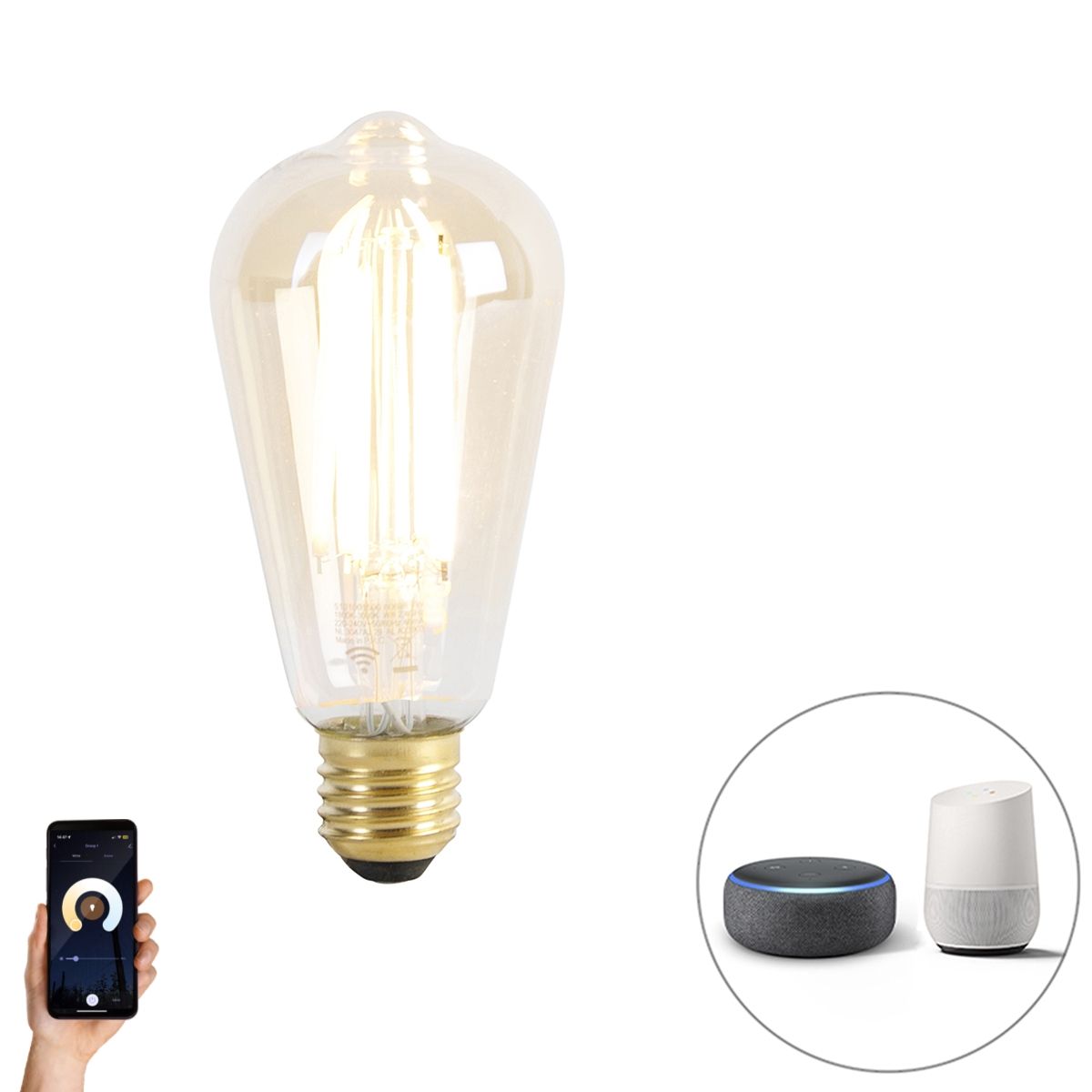 Smart E27 LED lamp ST64 goud 7W 806 lm 1800-3000K
