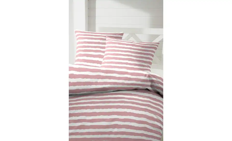 Baumwoll Bettwäsche-Set Rosa, Weiß 220 cm 155 cm