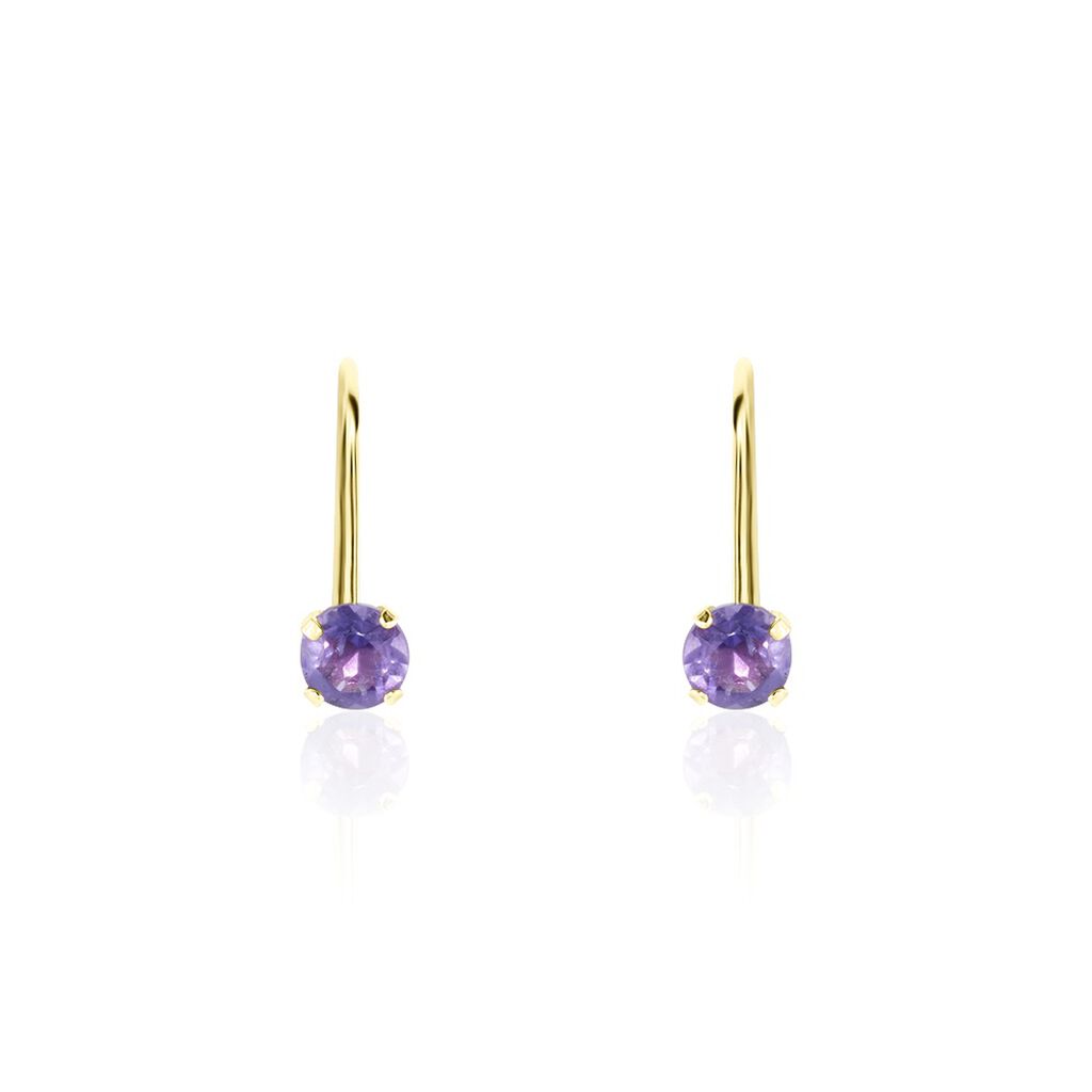 Boucles D'oreilles Pendantes Or Jaune Zoe Améthyste