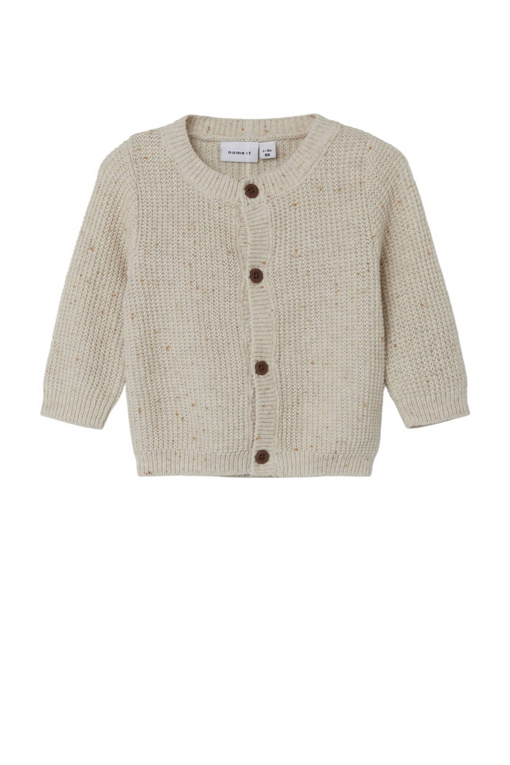NAME IT baby gemêleerd gebreid vest NBMKALAM zand