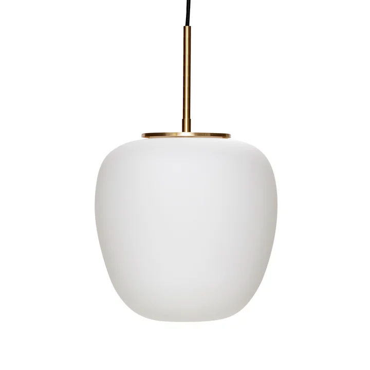 Hübsch Interior - Glas Pendelleuchte Ø 25 cm, Höhe 36 cm, weiss / Messing