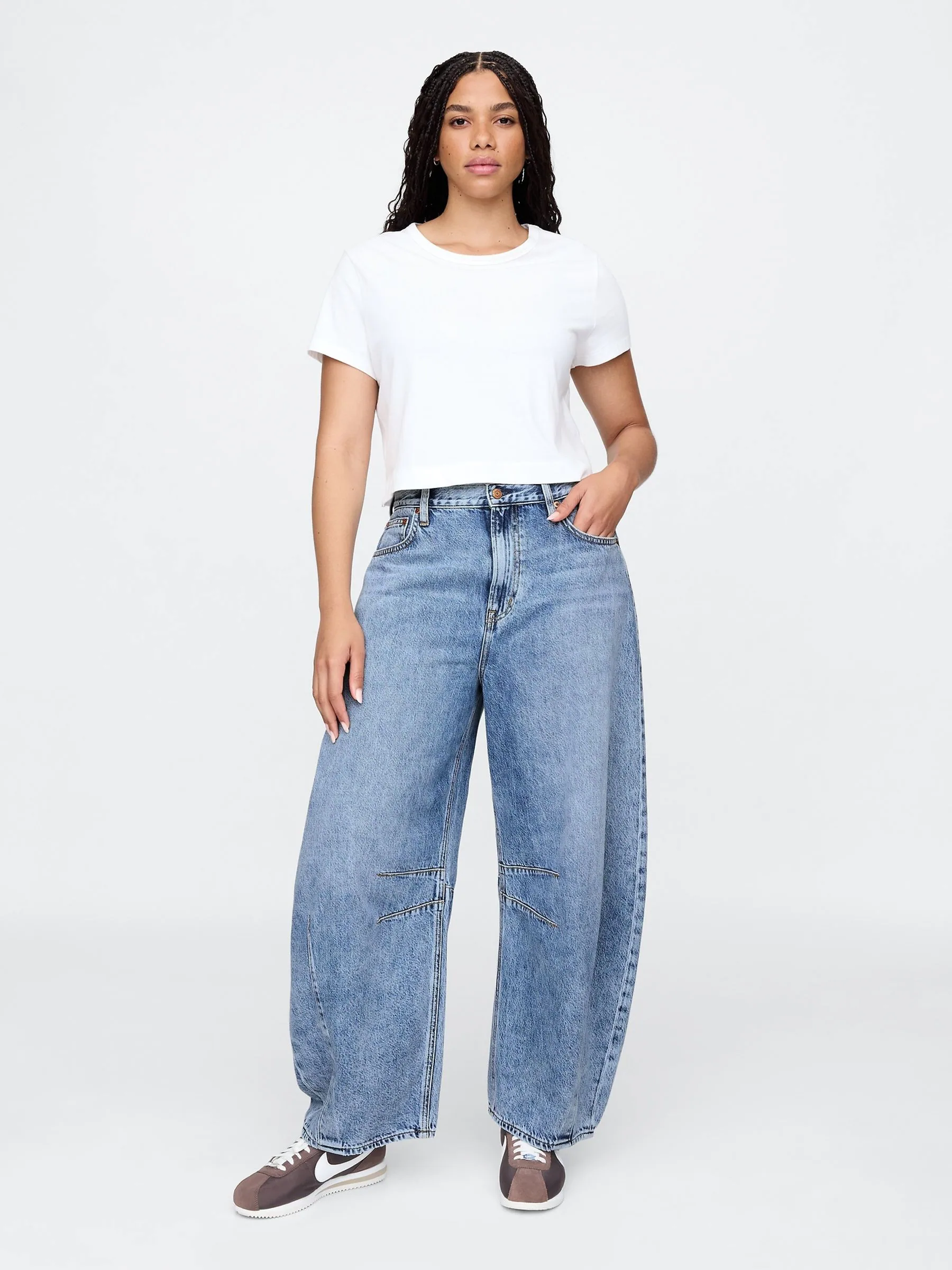 Blauw - Gap UltraSoft jeans met hoge taille en hoefijzervormige pijpen