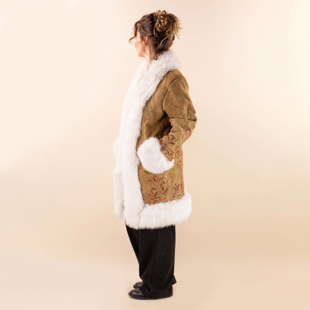 Afghan coat Farid bruin embroidery