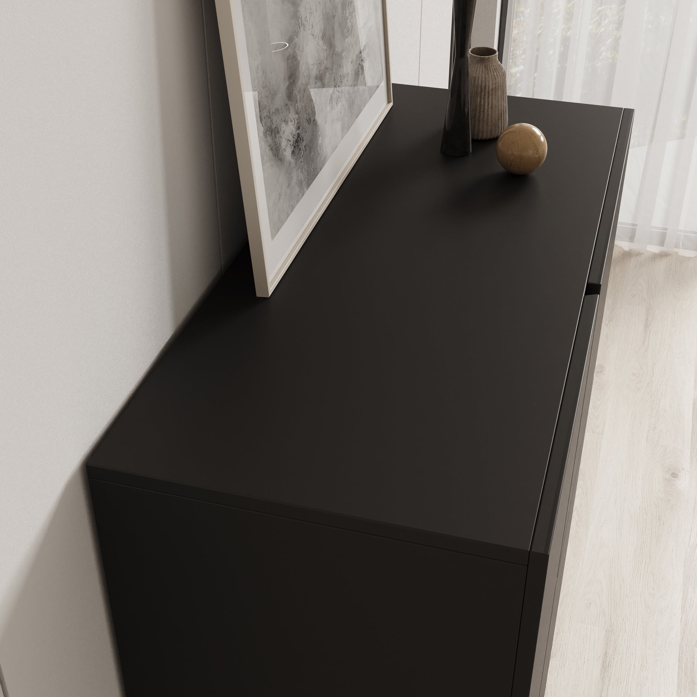 Aroji - Vitrinekast - Zwart - 92x40x139 cm
