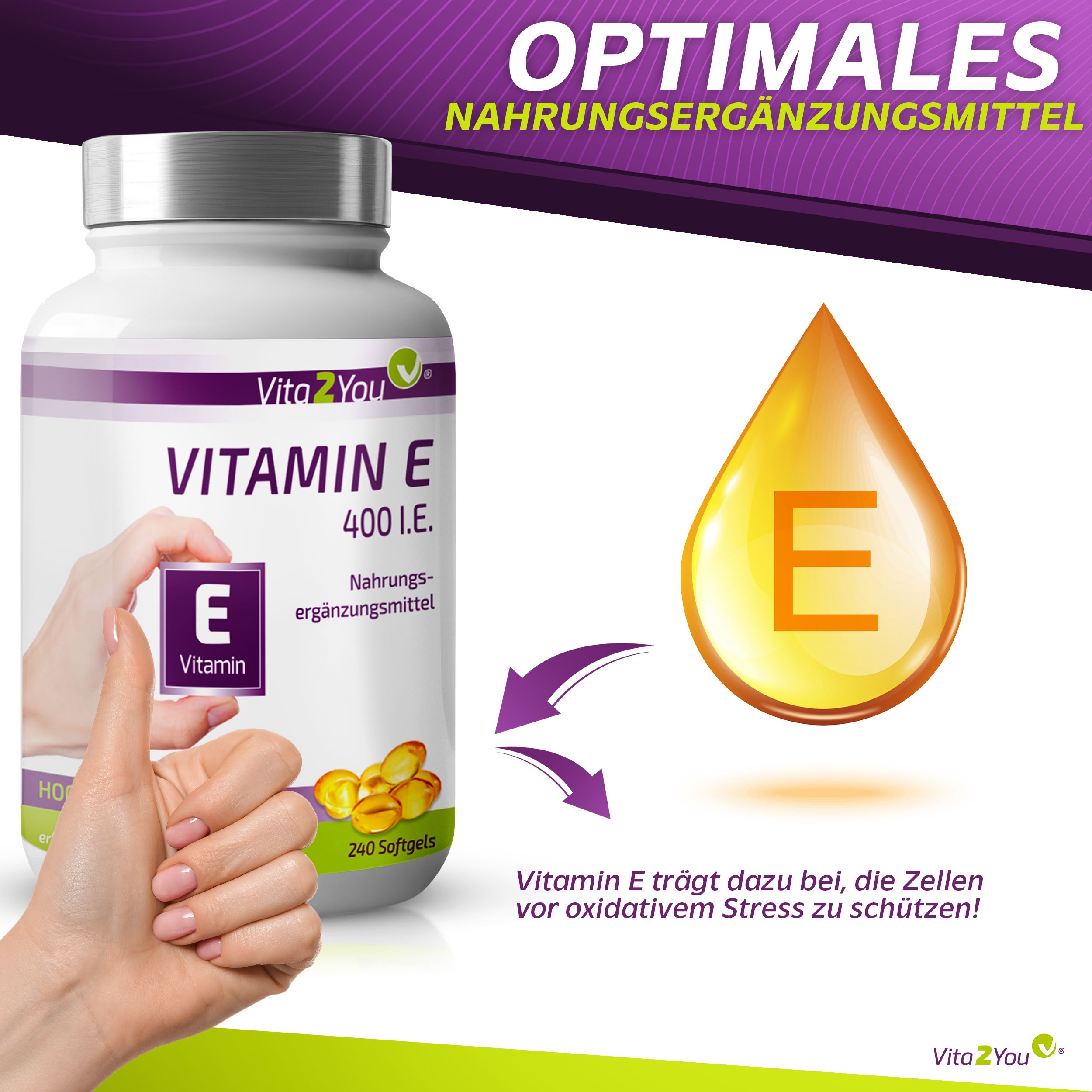 Vita2You Vitamin E 400 IE Kapseln