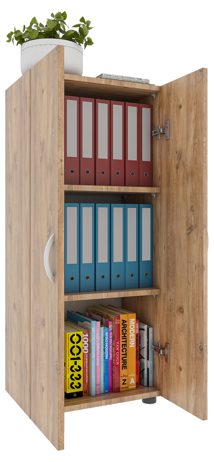 Büroschrank ULAS - Honig-Eiche - 3 Fächer - 49 cm