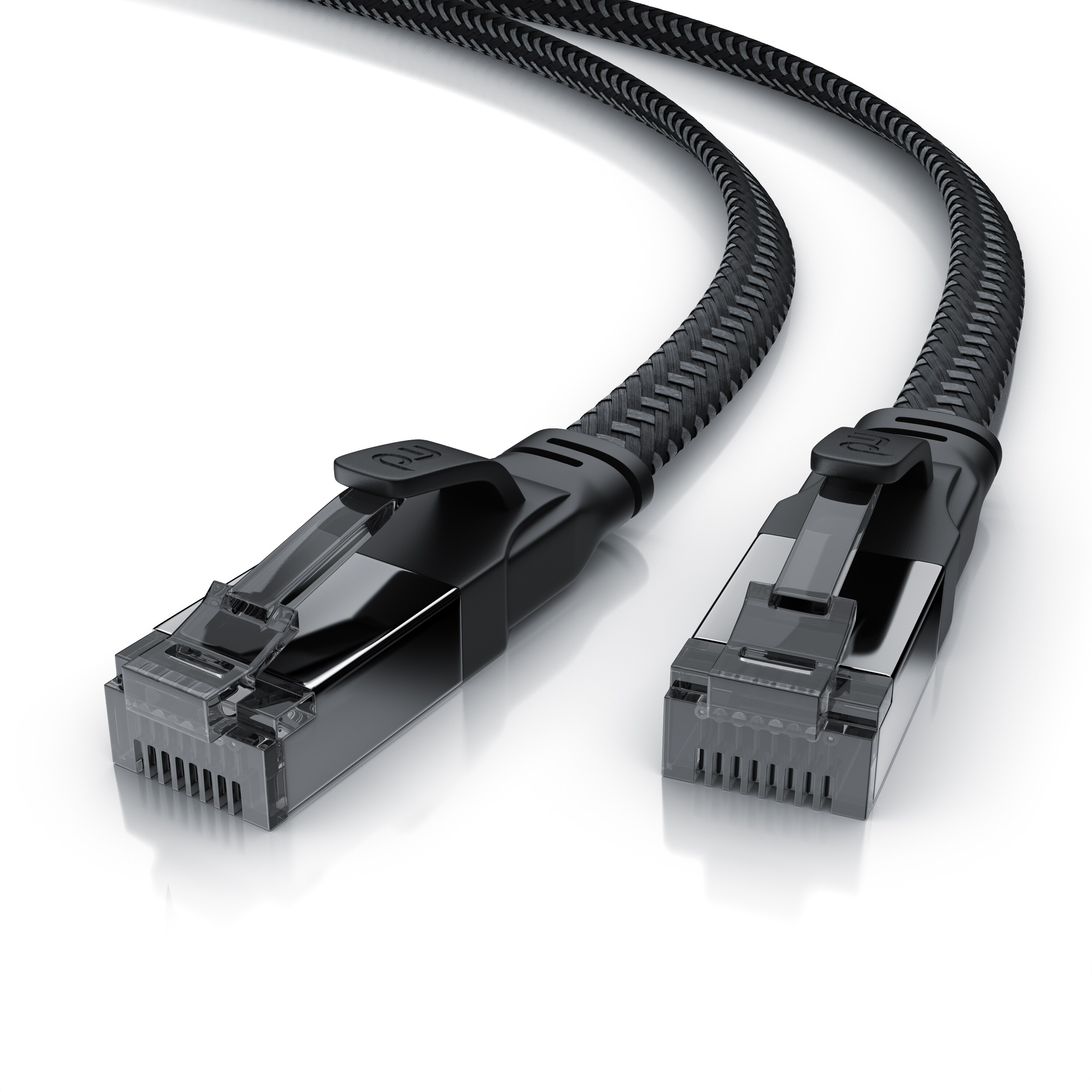 Primewire CAT 8.1 Netzwerkkabel Flach 40 Gbits, Baumwollmantel, LAN Kabel Patchkabel, Gigabit RJ45 Ethernet Cable, Flachbandkabel, Verlegekabel - 5m