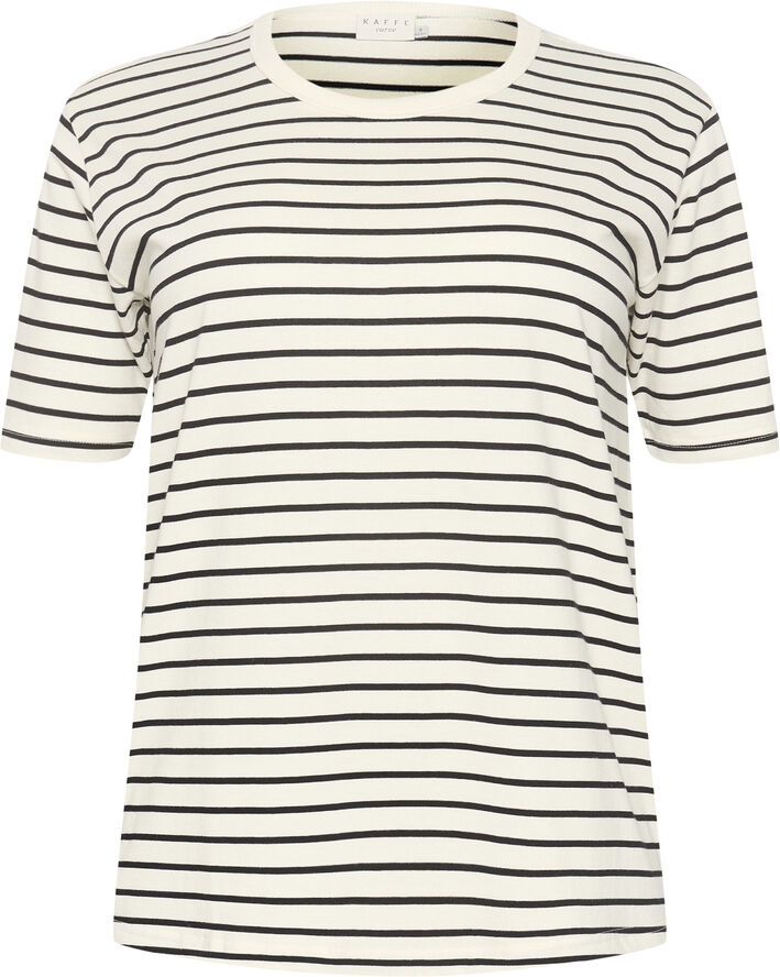 Kaffe Curve KCWinni 1/2 Sleeve T-Shirt Antique white/black stripe