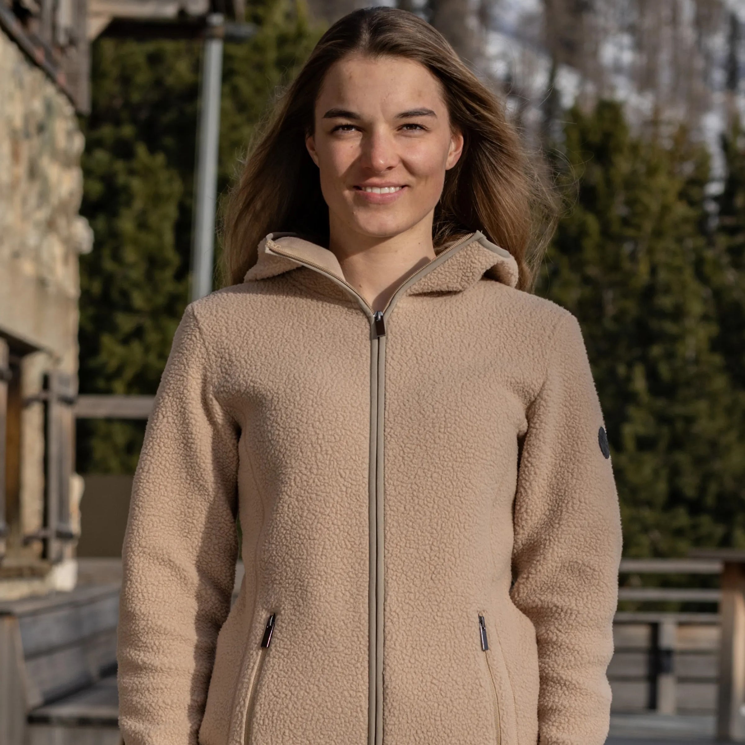 Frauen Jacke Sherpa Bee oxford tan
