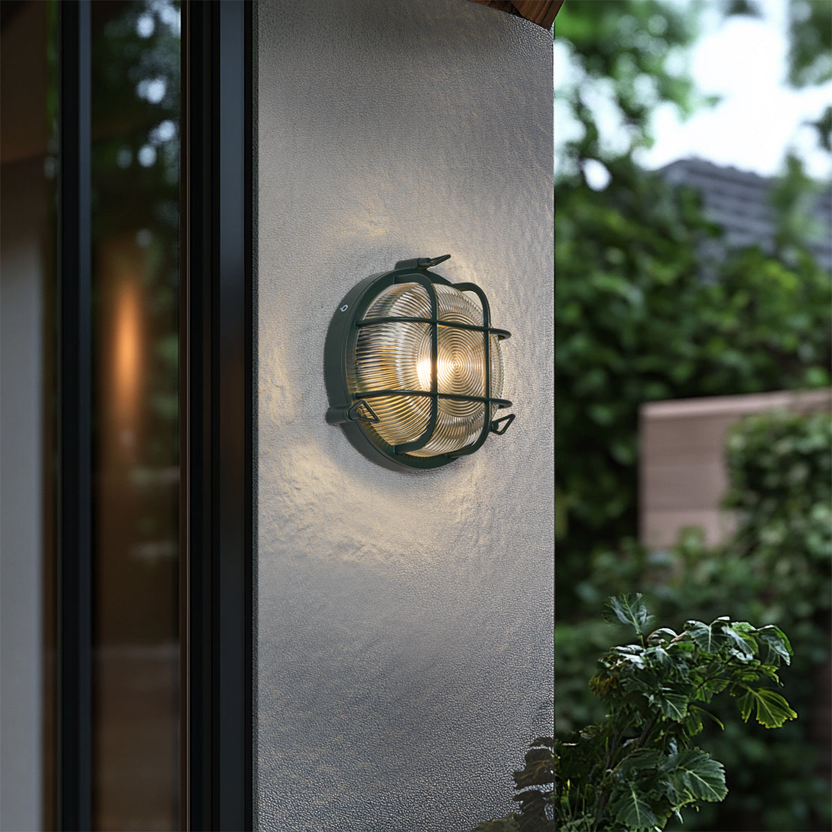 QAZQA Buiten wand- en plafondlamp donker groen rond IP44 - Noutica