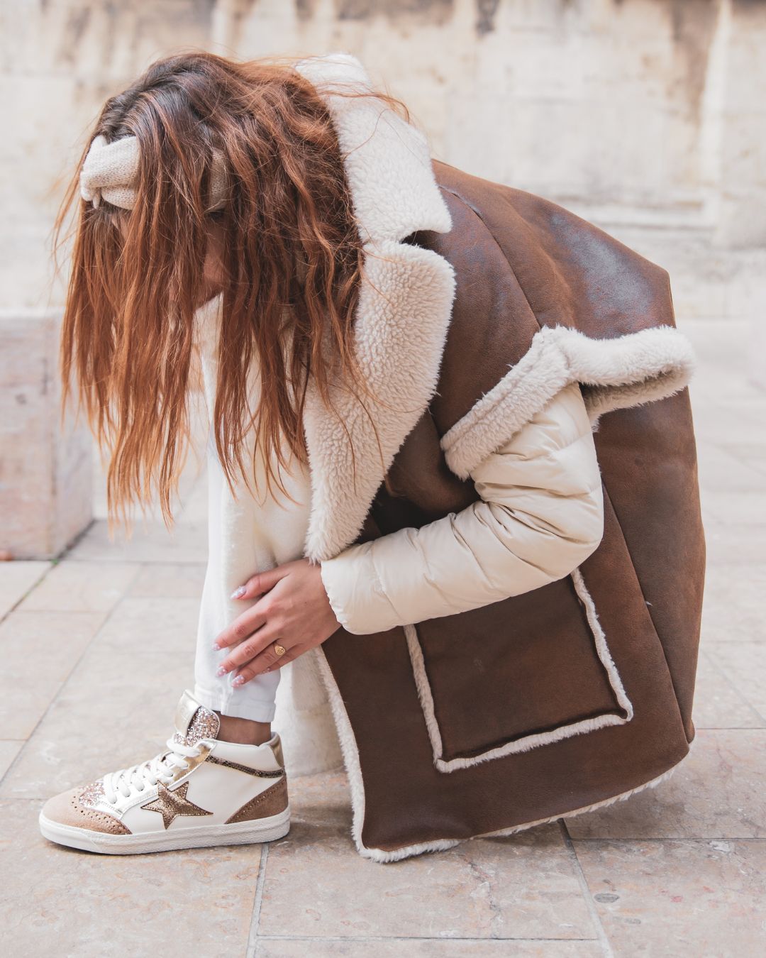 Basket femme étoile camel montante - Nelya