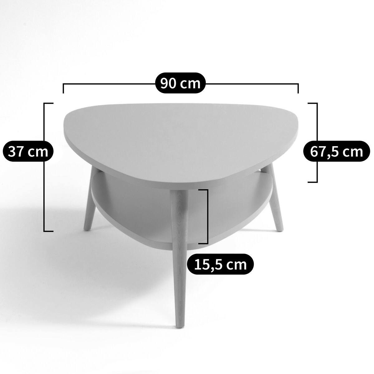 LA REDOUTE INTERIEURS<br>Mesa de centro vintage com prateleira dupla, Jimi