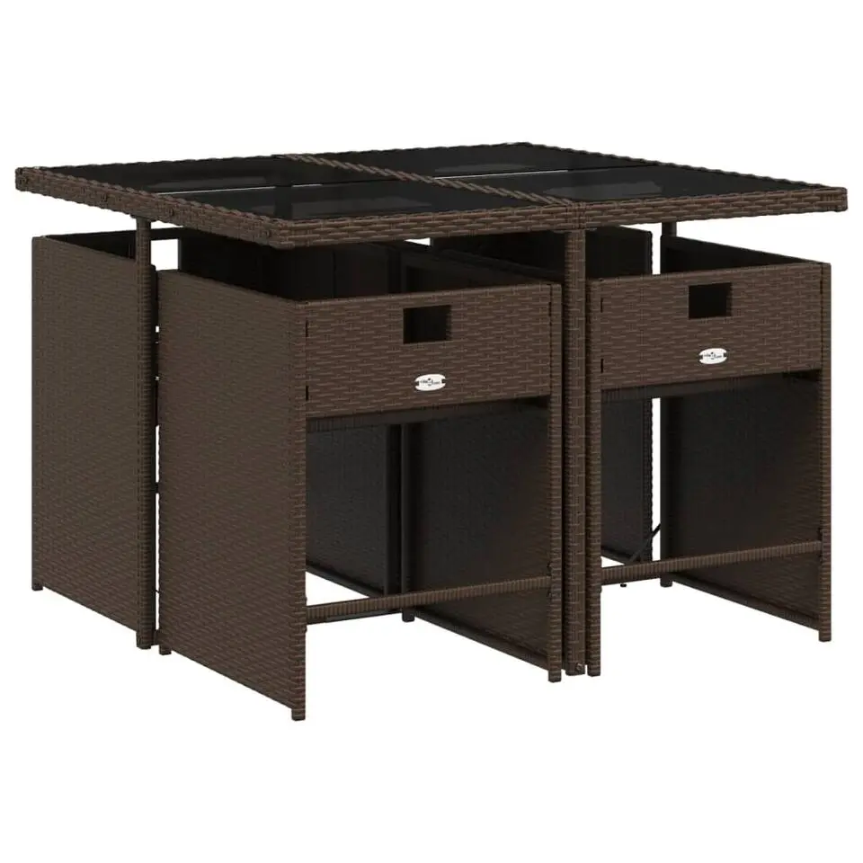 vidaXL - 4-zits Tuinset met wit kussens - Bruin - PE rattan - 110x106 cm