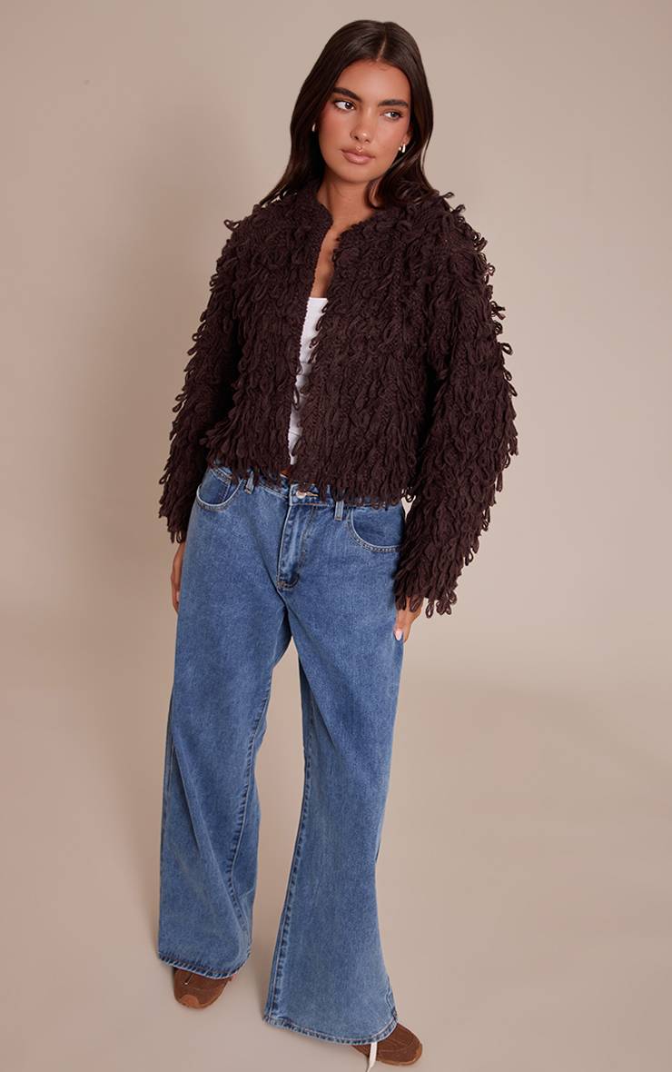 Chocolat Cardigan Oversize En Maille Bouclée