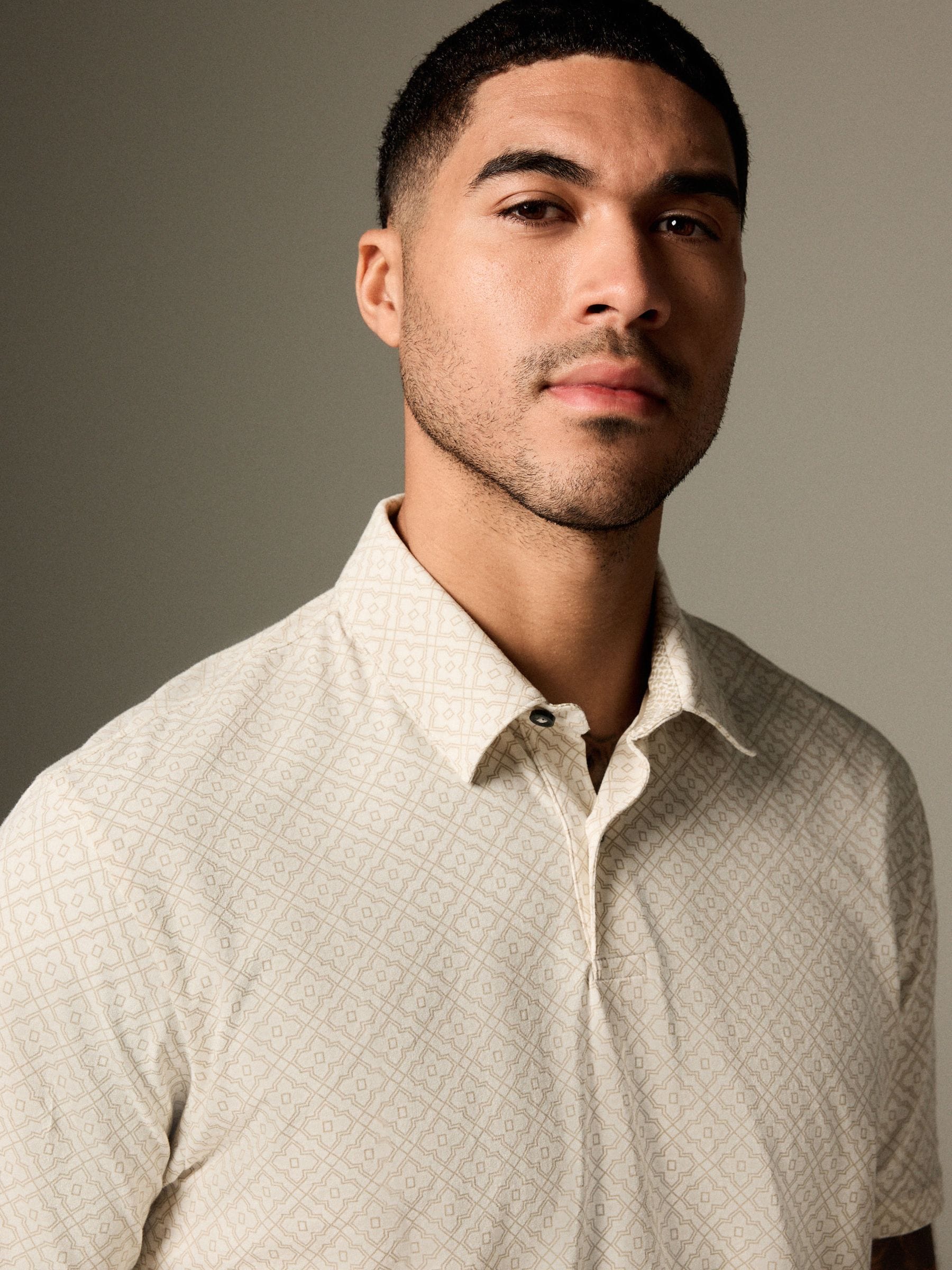 Ecru Geo - Poloshirt met korte mouwen en print