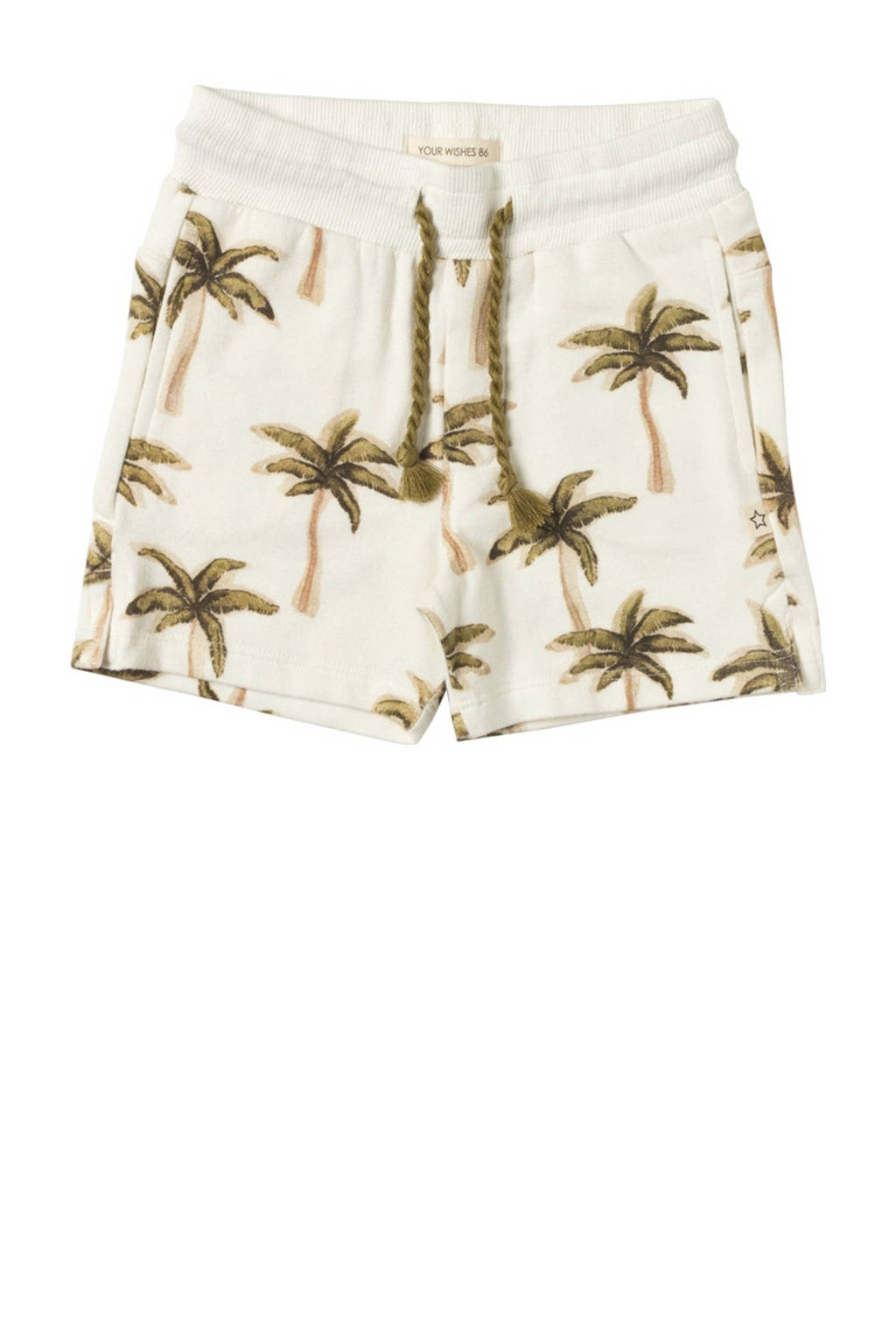Your Wishes sweatshort Ross met all over print offwhite/groen