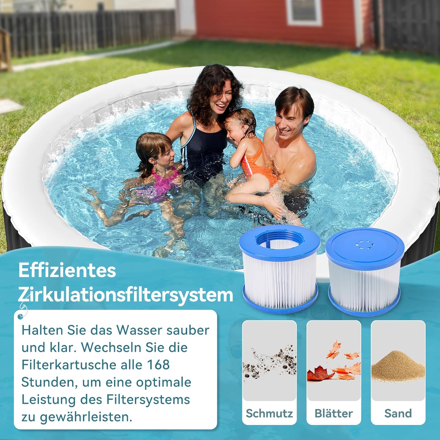 Hot Tub Aufblasbar für 4 Personen, 2400W In/Outdoor SPA Pool Winterfest Mit 120 LuftdüSen, Frostschutz, 799 Liter, Auslaufsichere, Energiesparend, Auto Aufblasen, Bubble Spa & Wellness Massage