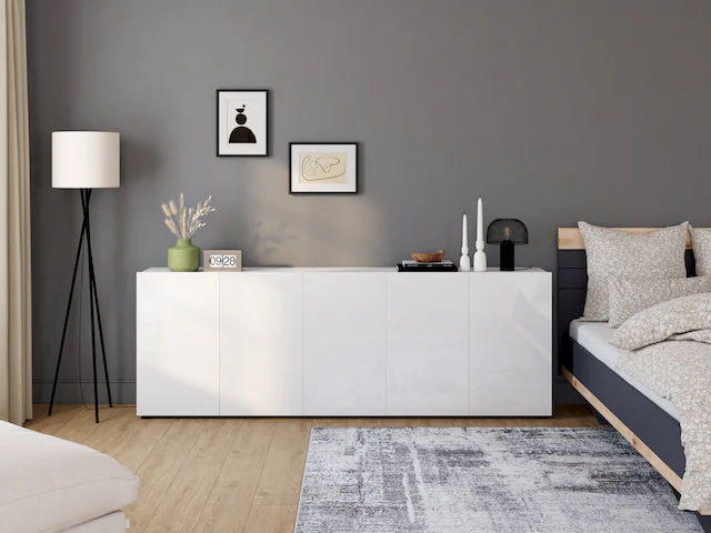 INOSIGN Sideboard »Mister« Kommode, komplett Hochglanz lackiert, Breite (B/H): 225/80 cm