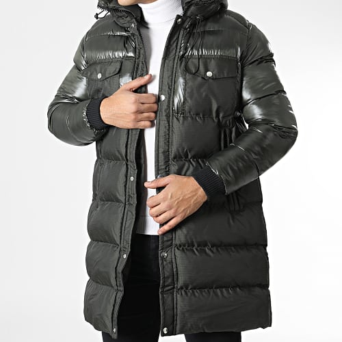 Doudoune Longue A Capuche 22K41 Vert Kaki