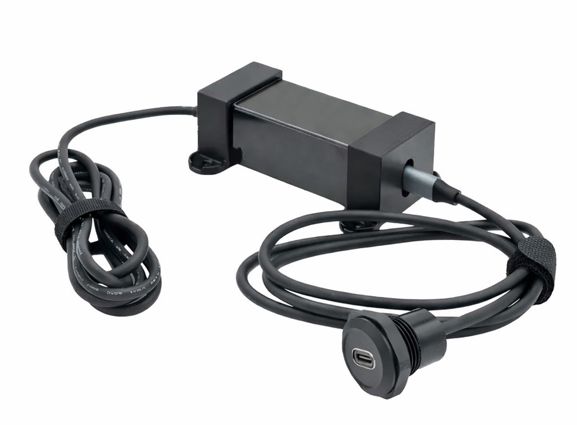 Pekaway MB-10 100W 12/24V naar USB-C inbouwlader - rond kunststof zwart