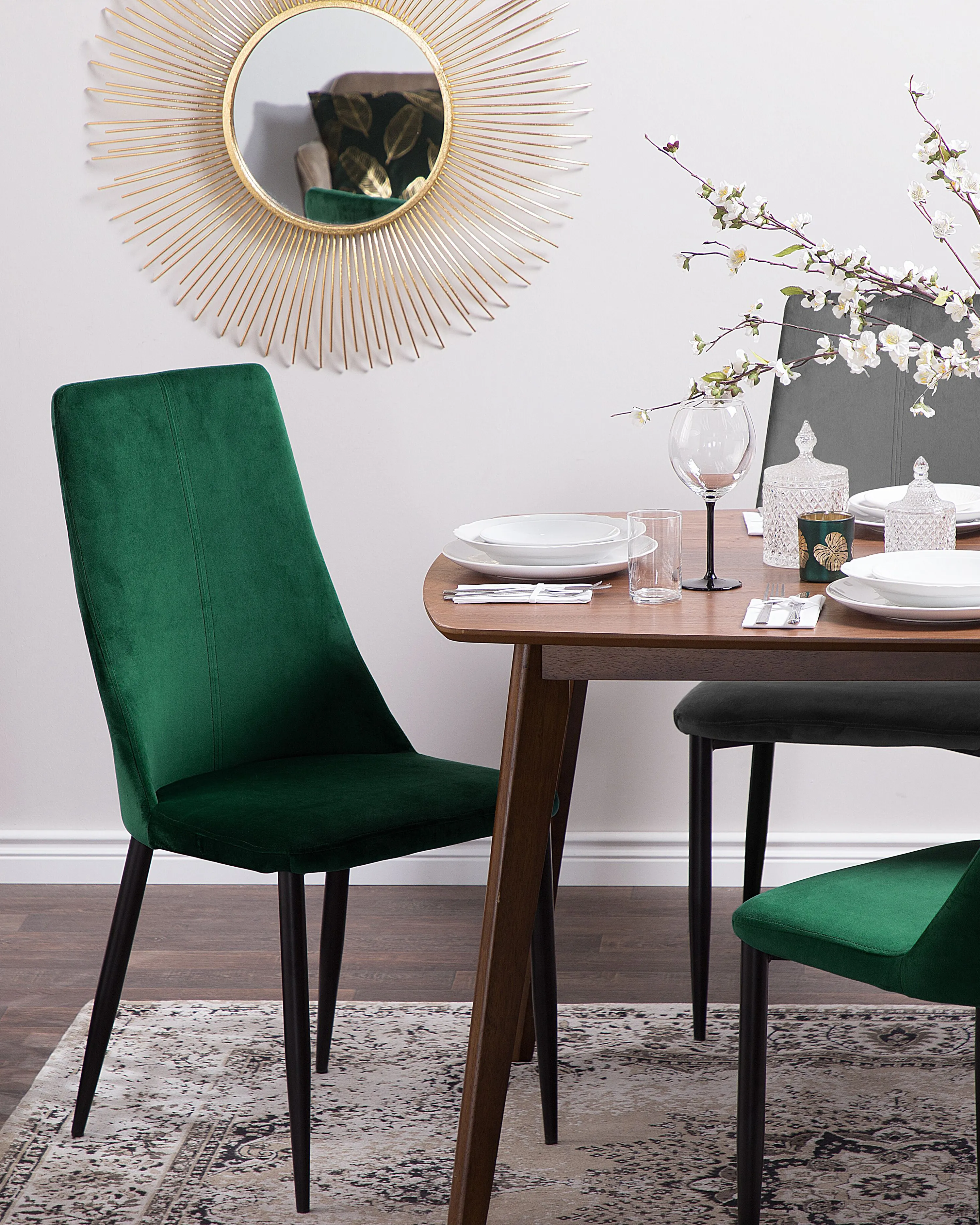 Set van 2 eetkamerstoelen CLAYTON Fluweel Smaragdgroen