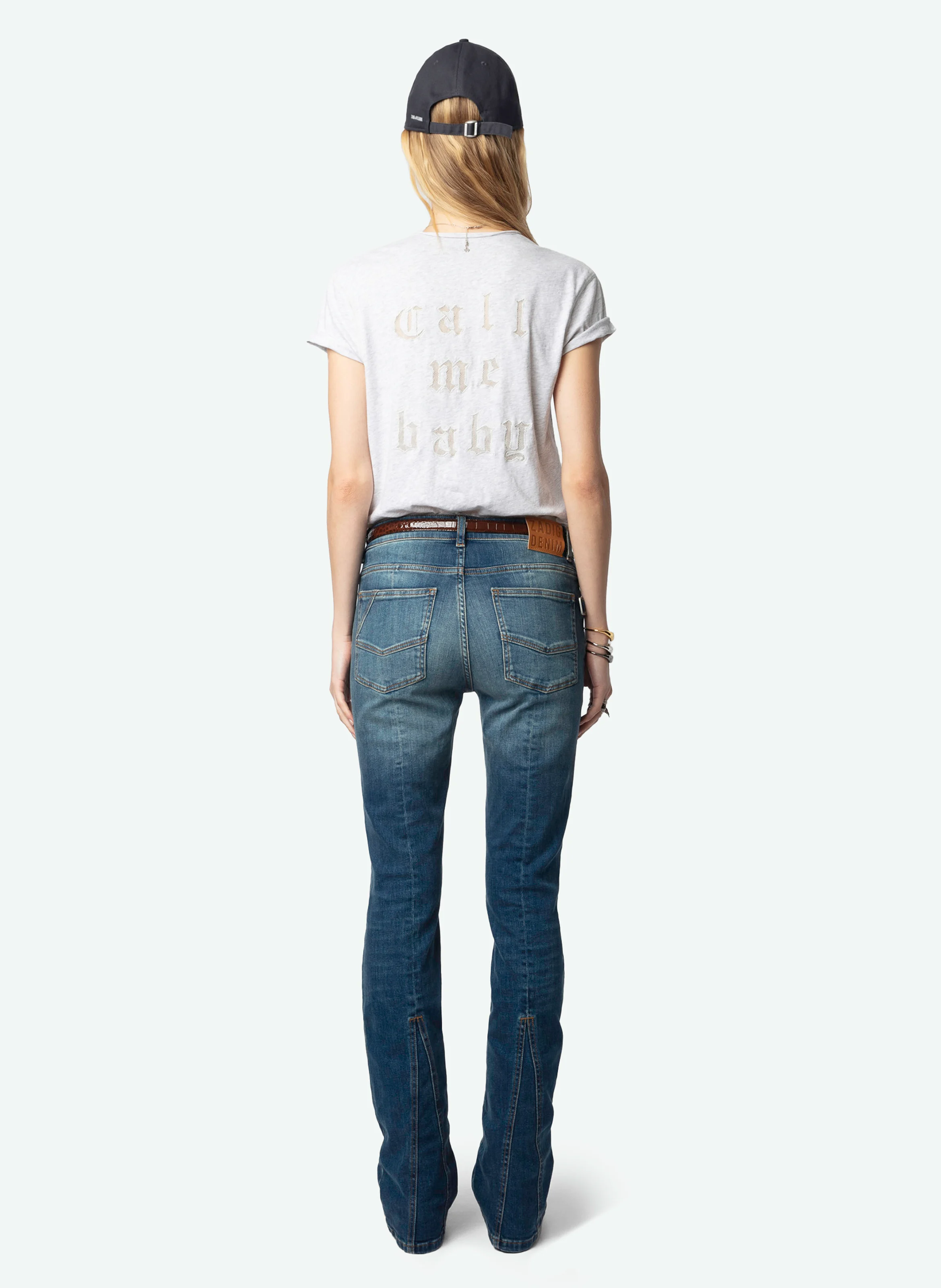 STORY - Tee-shirt à col v en coton bio | Gris