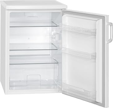 Bomann Réfrigérateur 133L blanc VS2195-1-blanc, Capacité nette : 133 litres, Éclairage intérieur à DEL, Contrôle de la température en continu, 3 clayettes en verre