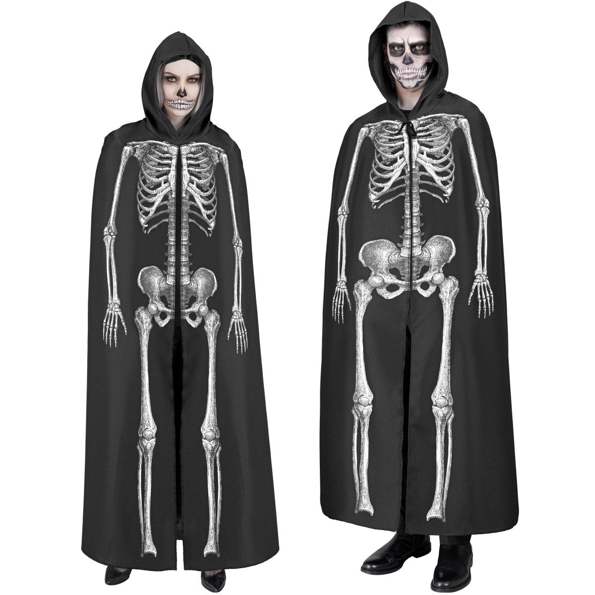 Halloween Cape Wit Zwart Skelet 1,5m