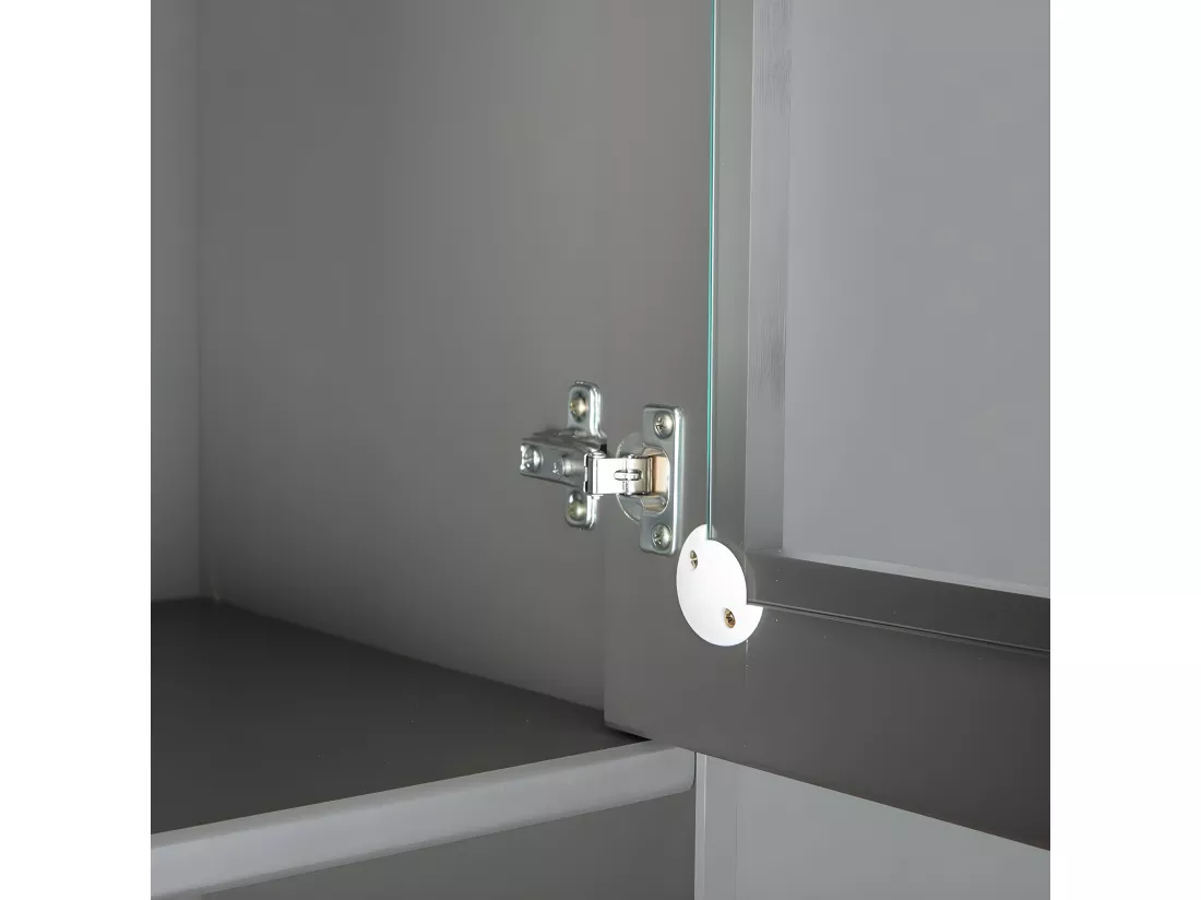 MELINA - Buffet Vaisselier 5 Portes 3 Tiroirs Coloris Gris
