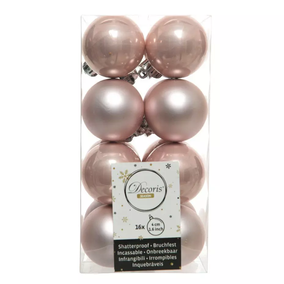 Lot de 16 boules de Noël (D40 mm) Alpine Rose poudré
