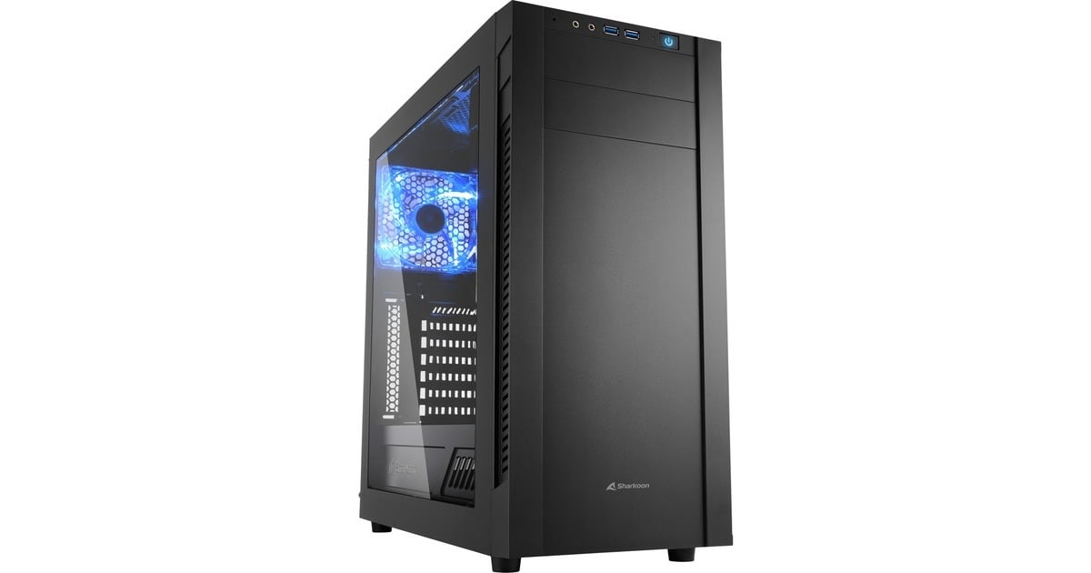 SharkoonS25-W midi tower behuizing  (Zwart | 2x USB-A | Window)